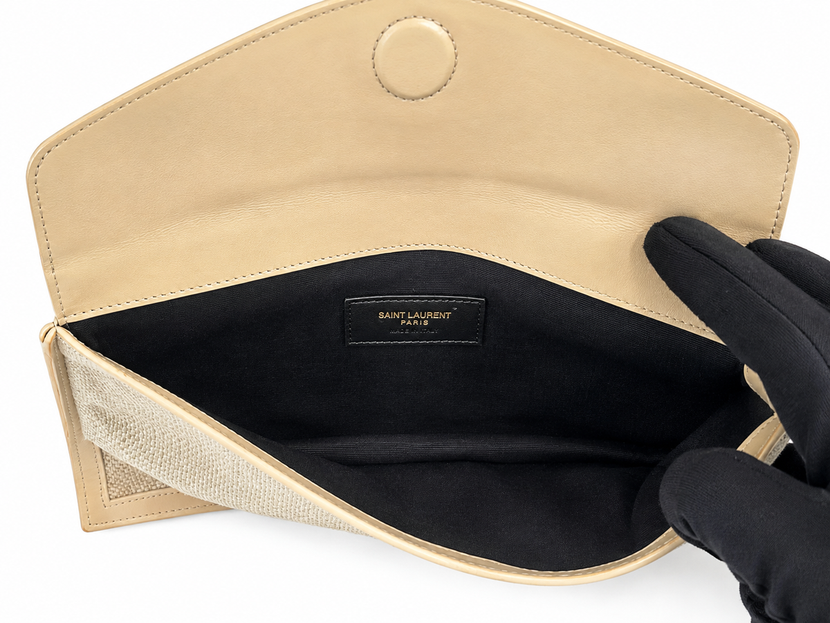 Saint Laurent YSL Raffia Envelope Clutch