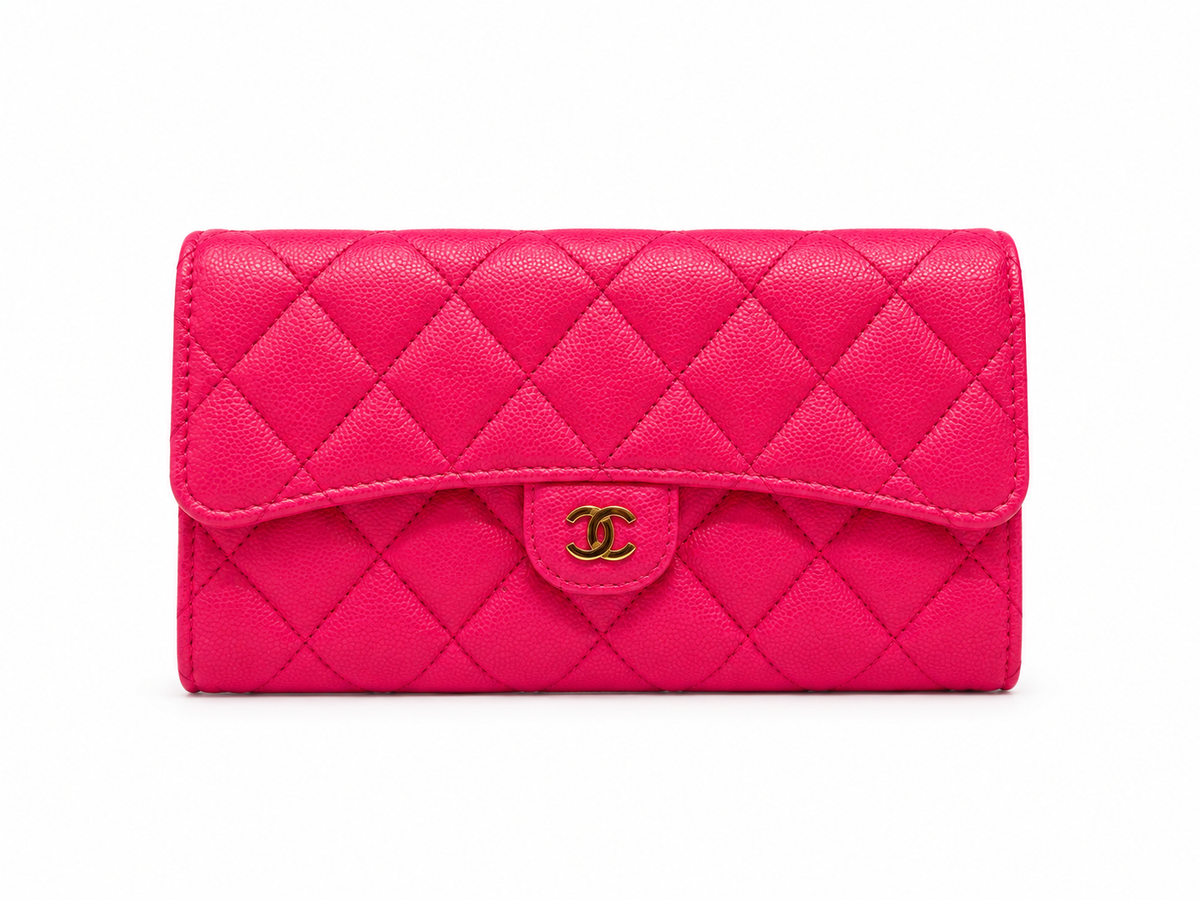Chanel Quilted Caviar Leather Flap Wallet