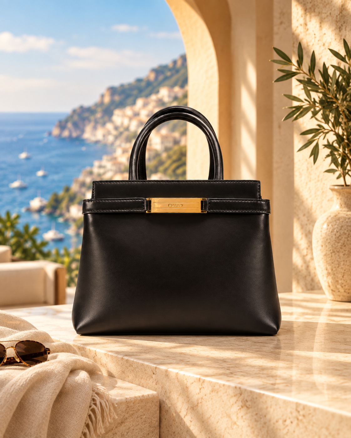 Bally Leather Top Handle Tote Bag