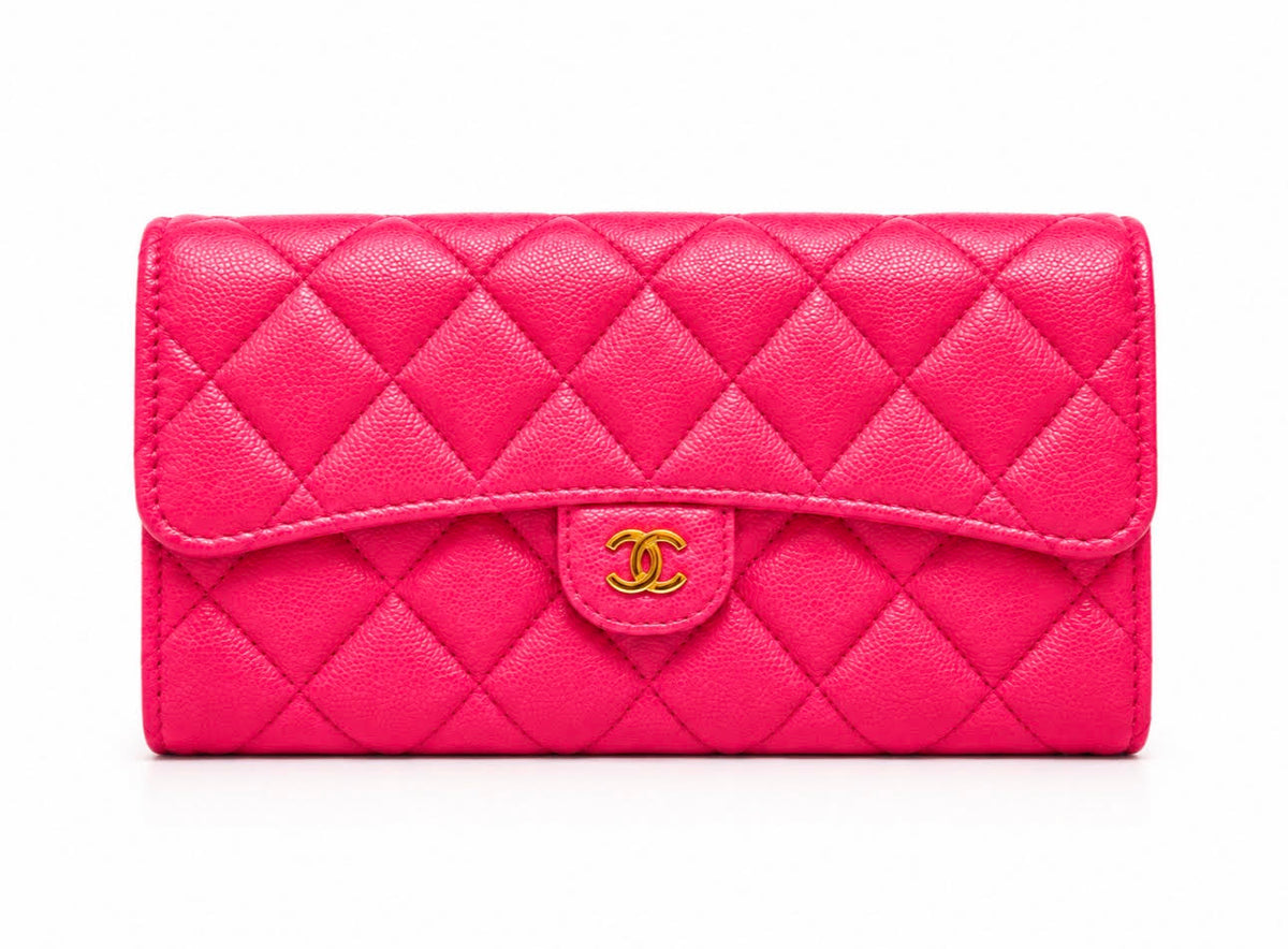 Chanel Quilted Caviar Classic Long Flap Wallet